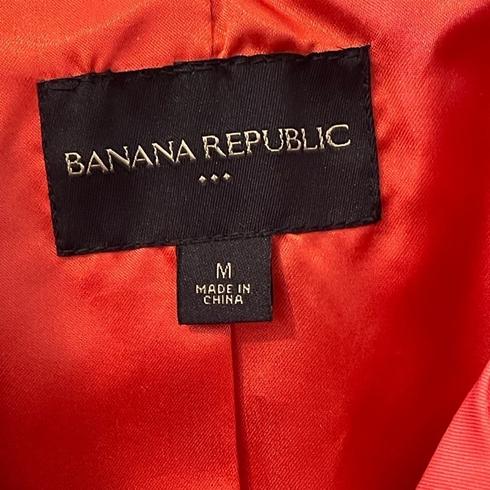 Banana Republic Coral Tan Trim Trench Coat Women’s Sz M with Belt - Picture 5 of 12